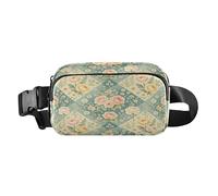 Marsupio alla moda per donna d'affari Fiore Autunno Azzurro Rosa Crossbody Borsa a tracolla con tracolla regolabile Resistente all'acqua per Viaggi Corsa Escursioni