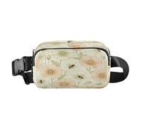 Marsupio alla moda per donne d'affari, con api e fiori selvatici, stile boho, moderno, beige, con tracolla regolabile, resistente all'acqua, per viaggi, vacanze, corsa
