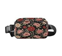 Marsupio alla moda per donne d'affari Maroon Floral Borgogna Wildflower Pattern Croose Body Purse con tracolla regolabile grande capacità per viaggi, shopping, corsa