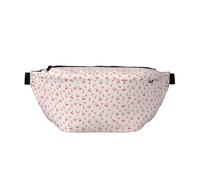 Marsupio alla moda per donne e uomini con stampa di coppia sposata che cammina sulla spiaggia, borsa a tracolla con tasche con cerniera, grande capacità, Bella dolce ciliegia rossa., One Size