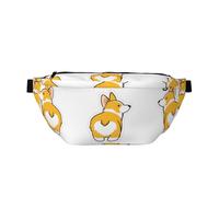Marsupio alla moda per donne e uomini, con stampa di panda, con tasche con cerniera, grande capacità, Carino culo Corgi, One Size