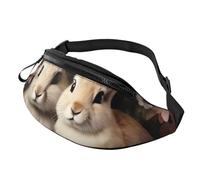 Marsupio alla moda per donne e uomini, leggero, marsupio per cani, corsa e viaggio, Due conigli tra i fiori, Taglia unica