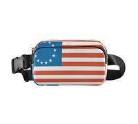 Marsupio alla moda per donne e uomini, mini borsa a tracolla con cinghia regolabile per viaggi, corsa, escursionismo, bandiera Betsy Ross primi Stati Uniti, blu rosso, Betsy Ross Bandiera Early Usa
