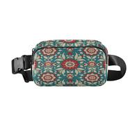 Marsupio alla moda per donne e uomini, motivo floreale William Morris, con tracolla regolabile, per viaggi, shopping, corsa, colore: ciano