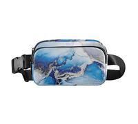 Marsupio alla moda per donne e uomini, piccola borsa a tracolla con tracolla regolabile per viaggi, palestra, lavoro, blu argento astratto marmo liquido, Liquido Marmo Astratto Blu, Taglia unica,