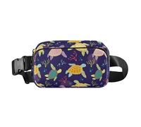 Marsupio alla moda per donne e uomini, piccolo marsupio con cinghia regolabile per viaggi, corsa, escursionismo, tartarughe marine senza soluzione di continuità alghe, Alghe delle tartarughe marine