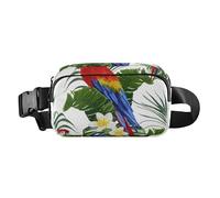 Marsupio alla moda per donne e uomini, piccolo marsupio con cinghia regolabile per viaggi, vacanze, corsa, uccelli esotici, pappagalli, palma tropicale, Pappagalli esotici Ara Tropical Palm, Taglia