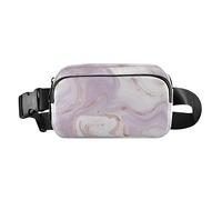 Marsupio alla moda per donne e uomini, resistente all'acqua, borsa a tracolla per passaporto, con tracolla regolabile, per viaggi, vacanze, corsa, marmo liquido, astratto, lavanda, Lavanda astratta in