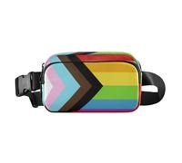 Marsupio alla moda per donne, uomini, adolescenti, impermeabile, con cinghia regolabile, per shopping, sport, lavoro, progresso, orgoglio, bandiera arcobaleno, Bandiera arcobaleno Progress Pride,