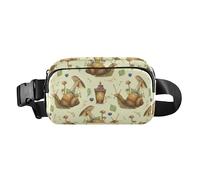 Marsupio alla moda per donne, uomini, adolescenti, mini borsa sportiva a tracolla con tracolla regolabile per viaggi, corsa, escursionismo, fiabe retrò, funghi e lumache, Funghi e lumache retrò da