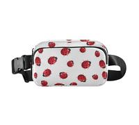 Marsupio alla moda per donne, uomini, adolescenti, multiuso, a tracolla, con cinghia regolabile, per shopping, sport, lavoro, coccinelle rosse e bianche, Red Lady Bug Bianco Insetto Coccinelle, Taglia