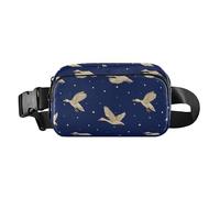 Marsupio alla moda per donne, uomini, adolescenti, piccola borsa a tracolla con cinghia regolabile per viaggi, vacanze, corsa, anatre selvatiche volano nel cielo notturno, Le anatre selvatiche volano