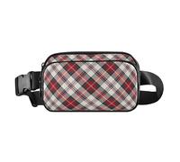 Marsupio alla moda per donne, uomini, adolescenti, piccola borsa a tracolla con regolabile, motivo natalizio scozzese, scozzese, rosso, 20,3 x 13,5 x 5,8 cm, retrò, Christmas Buffalo Plaid Tartan