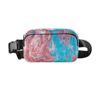 Marsupio alla moda per donne, uomini, adolescenti, piccola borsa da petto con cinghia regolabile per viaggi, shopping, corsa, pittura a olio, blu e arancione, Pittura A Olio Blu Arancione Texture,
