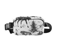 Marsupio alla moda per donne, uomini, adolescenti, resistente all'acqua, con cinghia regolabile, per viaggi, shopping, corsa, motivo senza cuciture, motivo scandinavo con animali selvatici, Modello