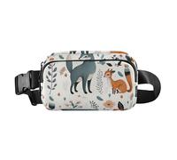 Marsupio alla moda per donne, uomini e adolescenti, borsa a tracolla impermeabile con tracolla regolabile per viaggi, palestra, lavoro, piccole volpi e piante, piastrelle senza cuciture, Little Foxes