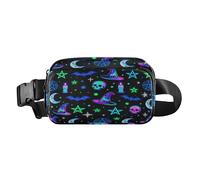 Marsupio alla moda per piccolo uomo d'affari cappello da strega neon mago borsa a tracolla per passaporto con tracolla regolabile piccola per viaggi, shopping, corsa