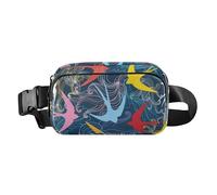 Marsupio alla moda per uomo e donna, grande capacità, con cinghia regolabile, per viaggi, corsa, escursionismo, rondini colorate, Rondini colorate Uccello, Taglia unica, casual