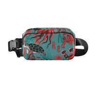 Marsupio alla moda per uomo e donna, mini borsa a tracolla antifurto con cinghia regolabile per viaggi, shopping, corsa, tartaruga, pesce hawaiano, cavallucci marini, vita marina, Tartaruga Pesci