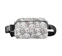Marsupio alla moda per uomo e donna, piccola cintura toracica, con cinghia regolabile, per allenamento, corsa, escursionismo, pasqua, coniglietto, Faccia del fumetto di coniglio, Taglia unica, casual