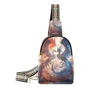 Marsupio alla moda rosso e blu Ice and Fire Phoenix nero alla moda borse per il corpo per le donne per pacchetto giorno, rosso e blu ghiaccio e fuoco Phoenix, 1 taglia, Fenice di ghiaccio e fuoco