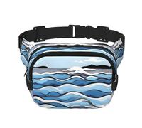Marsupio alla moda stampato con onde che lambiscono le rocce, borsa messenger unisex, marsupio da viaggio alla moda