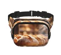 Marsupio alla moda stampato con pane, borsa messenger unisex, borsa da viaggio alla moda, nero, taglia unica