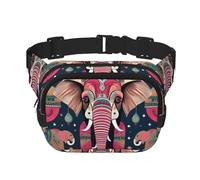 Marsupio alla moda unisex con motivo elefante bohémien, elegante marsupio per allenamenti, corsa, viaggi ed escursioni, Nero , Taglia unica