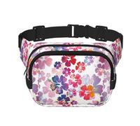 Marsupio alla moda unisex con stampa floreale hawaiana, elegante marsupio per allenamenti, corsa, viaggi ed escursioni, Nero , Taglia unica