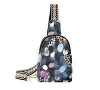 Marsupio antifurto nero alla moda con stampa leopardata di arte digitale per le donne per l'escursionismo, Stampa leopardata arte digitale nera