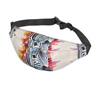 Marsupio arancione tagliato per donne uomini marsupio impermeabile con cintura regolabile borsa a tracolla casual borsa da viaggio per sport corsa ciclismo, Zebrato colorato dipinto, One Size