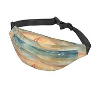 Marsupio arancione tagliato per donne uomini marsupio impermeabile con cintura regolabile borsa a tracolla casual borsa da viaggio per sport corsa ciclismo, Acquerello di conchiglie e stelle, Taglia