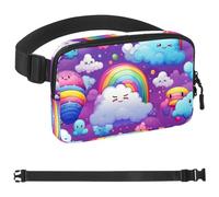 Marsupio arcobaleno Happy Clouds per donne e uomini, borsa a tracolla con tasche con cerniera, marsupio impermeabile con cinturino regolabile per allenamento, corsa, viaggi, escursionismo,