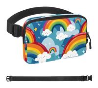 Marsupio arcobaleno Happy Clouds per donne e uomini, borsa a tracolla con tasche con cerniera, marsupio impermeabile con cinturino regolabile per allenamento, corsa, viaggi, escursionismo,