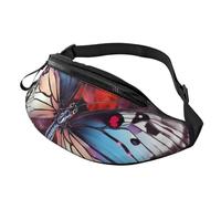 Marsupio arcobaleno per donne e uomini, alla moda, regolabile, per allenamento, corsa, viaggi, stile casual, Farfalle colorate sui fiori, Taglia unica