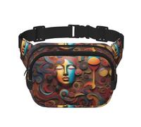 Marsupio Artistic Wonder Square a doppio strato per attività all'aperto come sport, viaggi, escursionismo, ciclismo, Nero , Taglia unica