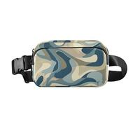 Marsupio astratto blu beige alla moda per donne uomini impermeabile borsa a tracolla con cinghia regolabile per viaggi, palestra, lavoro, Astratto Blu Beige, 1 size