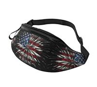 Marsupio astratto blu per uomo donna, borsa da petto regolabile alla moda, borsa da viaggio sportiva da passeggio, Fuochi d'artificio bandiera americana, Taglia unica