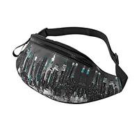 Marsupio astratto blu per uomo donna, borsa da petto regolabile alla moda, borsa da viaggio sportiva da passeggio, Dipinti di New York, Taglia unica