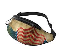 Marsupio astratto blu per uomo donna, borsa da petto regolabile alla moda, borsa da viaggio sportiva da passeggio, Bandiera americana vintage 4 luglio Usa, Taglia unica