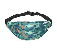 Marsupio astratto Shoal of Fish per uomo e donna, alla moda, borsa a tracolla con tracolla regolabile, impermeabile, per viaggi, escursionismo, sport, nero, uno, Nero , Taglia unica