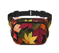 Marsupio autunnale a doppio strato con foglia d'acero colorato marsupio per uomo e donna, marsupio regolabile per viaggi, escursionismo, corsa, ciclismo, festival