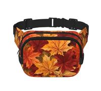 Marsupio autunnale a doppio strato con foglie d'acero, colorato, per uomo e donna, regolabile, per viaggi, escursionismo, corsa, ciclismo, festival