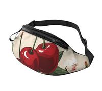 Marsupio autunnale con altalena e albero per uomo e donna, borsa a tracolla regolabile, adatta per viaggi, escursionismo, escursionismo, corsa, Motivo ciliegia rossa, Taglia unica