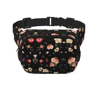 Marsupio autunnale con bella stampa floreale, elegante e pratico, regolabile, perfetto per viaggi e attività all'aperto, Nero , Taglia unica