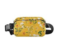 Marsupio autunnale con piccoli fiori gialli alla moda per uomo donna piccolo marsupio con cinghia regolabile per ciclismo, escursionismo, palestra, Fiori Giallo, 1 size