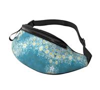 Marsupio bianco blu con stampa di margherite per escursionismo, ciclismo, corsa e attività all'aria aperta, confezione leggera