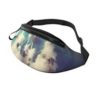 Marsupio bianco con piume acchiappasogni per uomo e donna, impermeabile, sportivo, alla moda, borsa a tracolla con cinturino regolabile, grande borsa a tracolla per viaggi ed escursioni