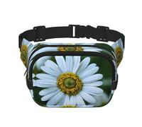 Marsupio bianco con stampa crisantemo per donne e uomini, con cinghia regolabile, per viaggi, escursionismo, ciclismo