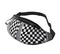 Marsupio Black White Formula Checkered Flags Pattern Printed Bum Bag Leggera Fanny Pack Bag Pratica Marsupi Alla Per Sportivo Trekking Escursionismo